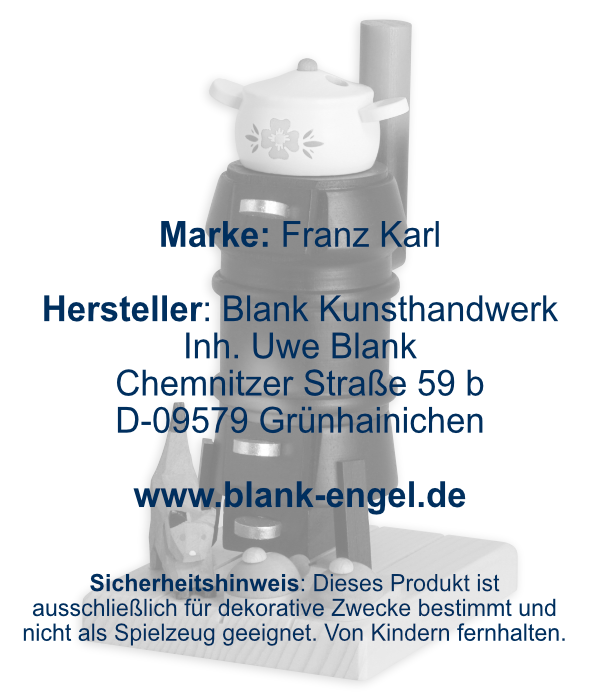 Rauchofen, schwarz mit geschnitzter Katze