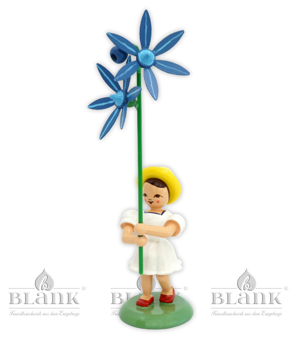 Blumenkind mit Blaustern, farbig