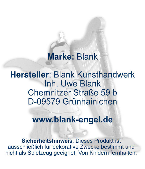 Kurzrockengel mit Harfe, sitzend, farbig