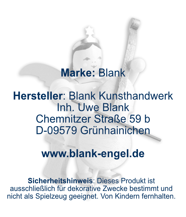 Kurzrockengel mit Violoncello, sitzend, farbig