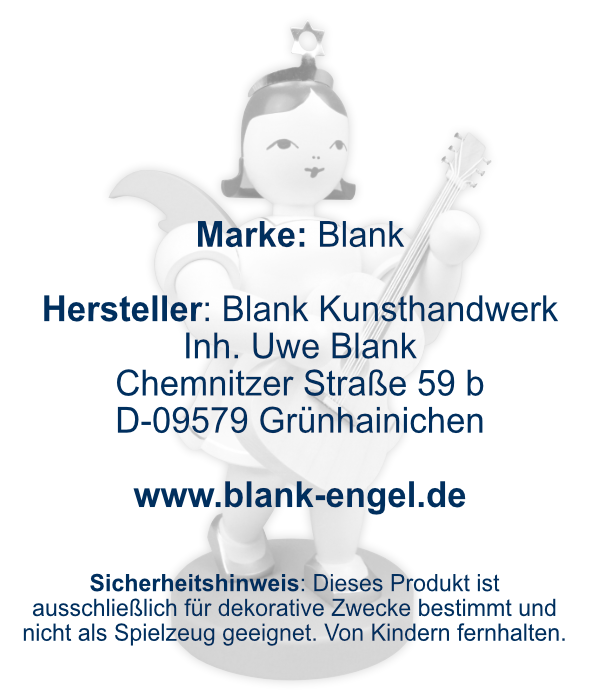 Kurzrockengel mit Gitarre, 22 cm, farbig