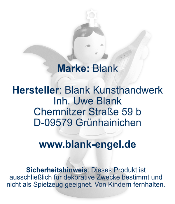 Kurzrockengel mit Leier, 22 cm, farbig