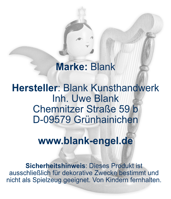 Kurzrockengel mit Harfe, 22 cm, farbig