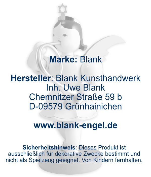 Kurzrockengel mit Waldhorn, 22 cm, farbig