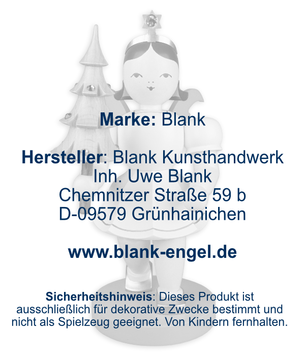 Kurzrockengel mit Bäumchen und Preciosa-Kristallen, 22 cm, farbig