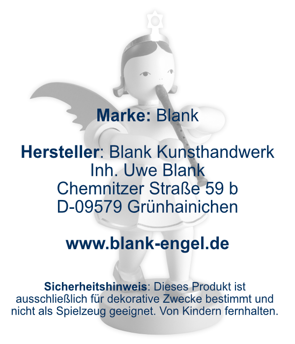 Kurzrockengel mit Blockflöte, 22 cm, farbig