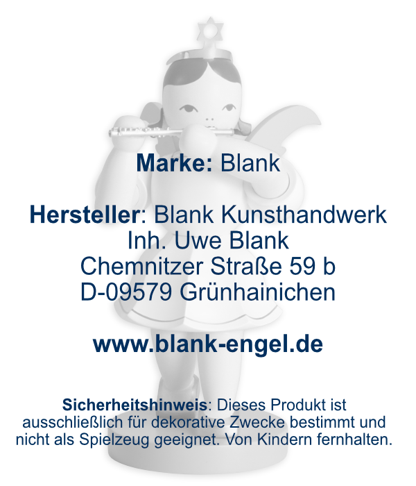 Kurzrockengel mit Piccoloflöte, 22 cm, farbig