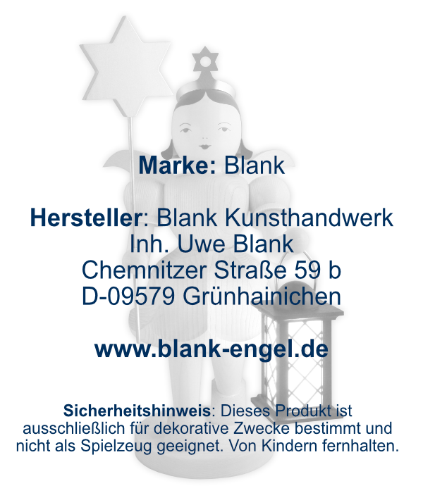 DEKOENGEL Kurzrockengel mit Laterne / Stern, elektrisch, 51 cm