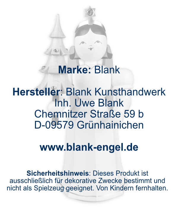 Langrockengel mit Bäumchen und Preciosa-Kristallen, 22 cm farbig