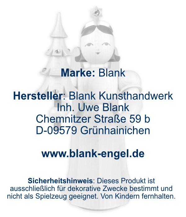 Faltenlangrockengel mit Bäumchen und Preciosa-Kristallen, 22 cm