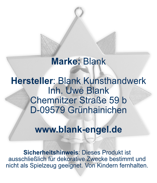 Engel im Stern mit Zugposaune, farbig