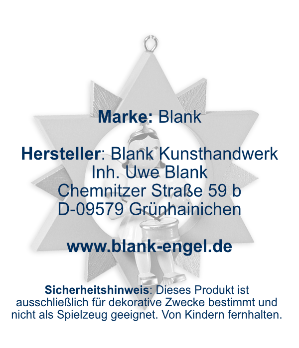 Engel im Stern mit Trommel, farbig