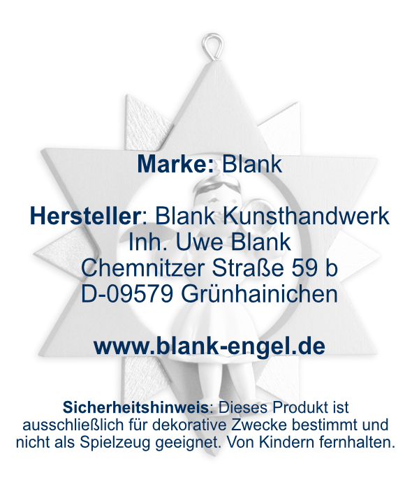 Engel im Stern mit Trompete, farbig