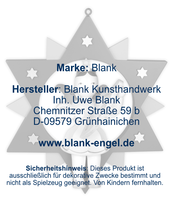 Engel im Stern mit Leier, 30 cm, farbig