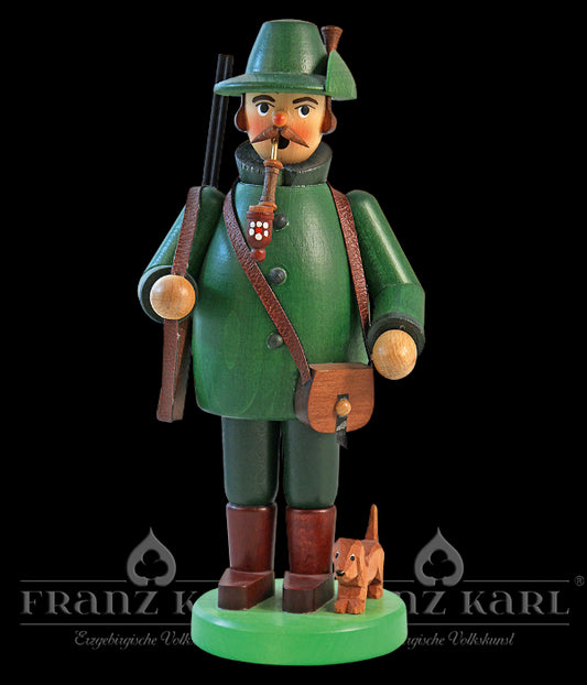 Räuchermann Förster mit geschnitztem Hund