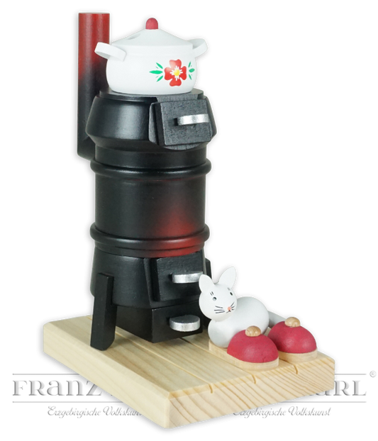 Rauchofen, schwarz mit Katze