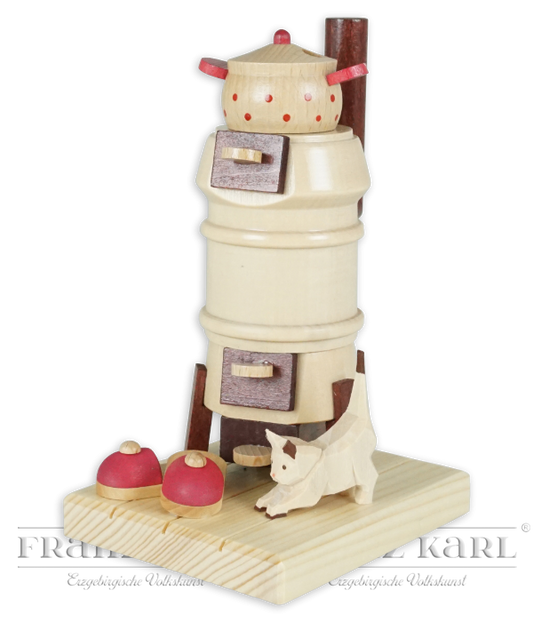 Rauchofen mit geschnitzter Katze, natur