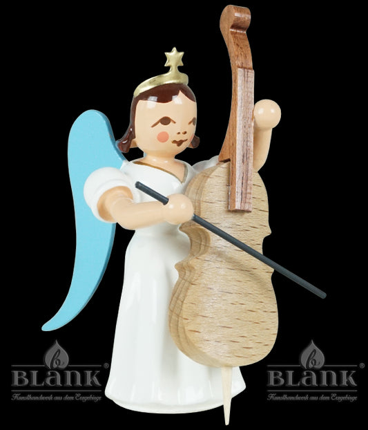 Langrockengel mit Violoncello, sitzend, farbig