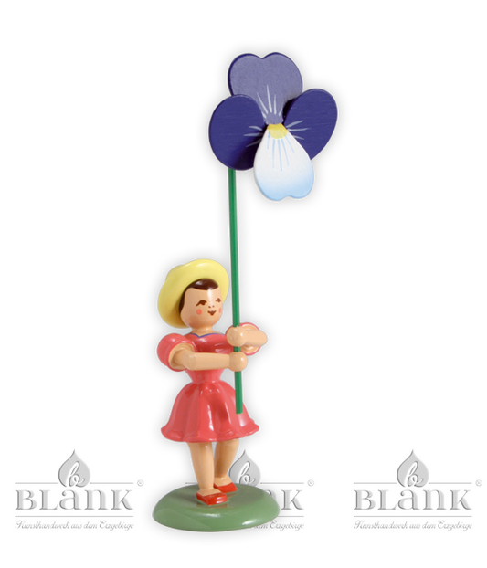 Blumenkind mit Stiefmütterchen, farbig