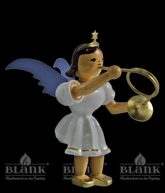 EKFS015 Kurzrockengel sitzend mit Waldhorn, farbig (ohne Hocker)