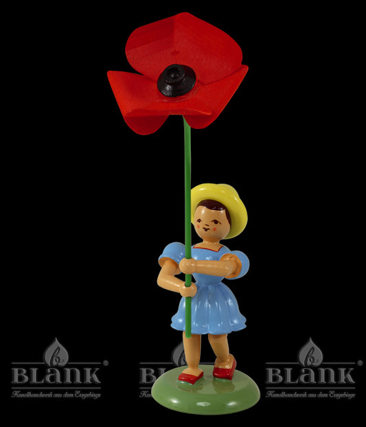 Blumenkind mit Mohnblume, farbig