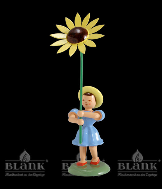 Blumenkind mit Sonnenblume, farbig