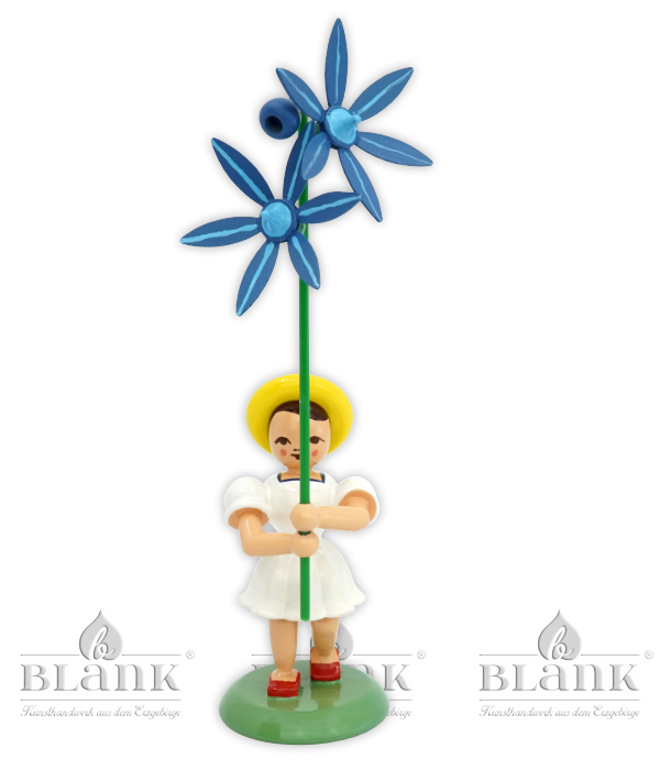Blumenkind mit Blaustern, farbig