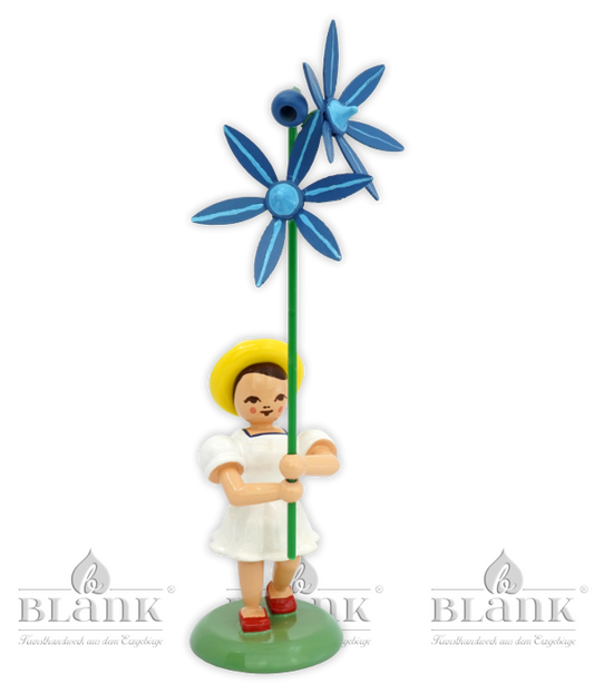 Blumenkind mit Blaustern, farbig