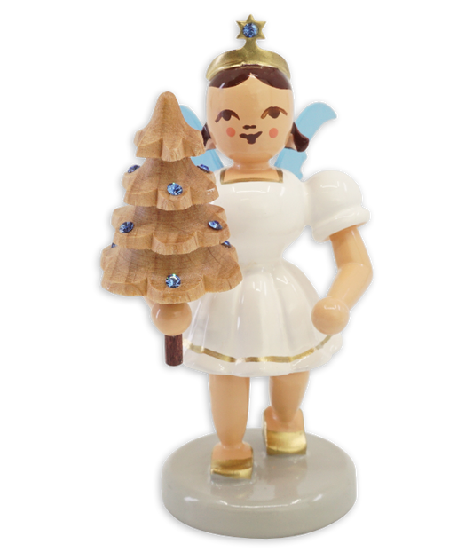 Kurzrockengel mit Bäumchen und Preciosa-Kristallen, farbig