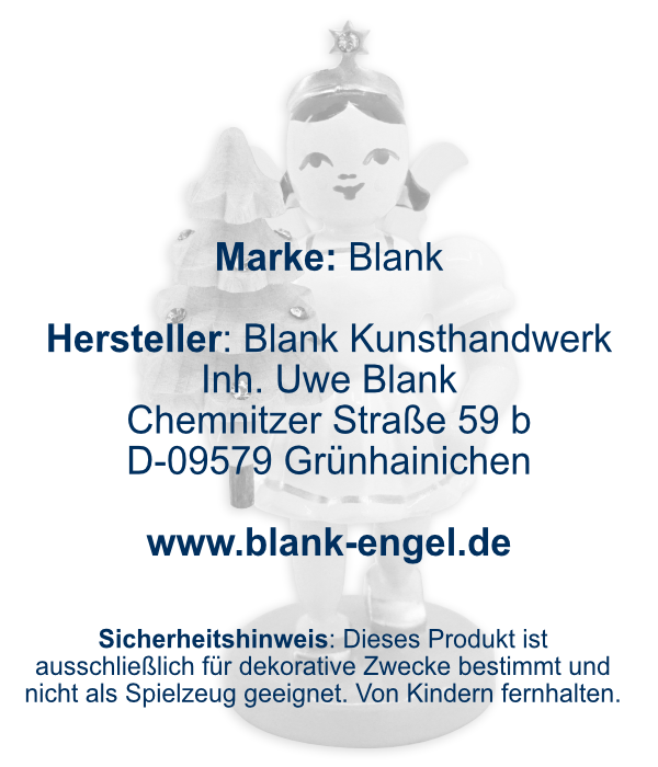 Kurzrockengel mit Bäumchen und Preciosa-Kristallen, farbig