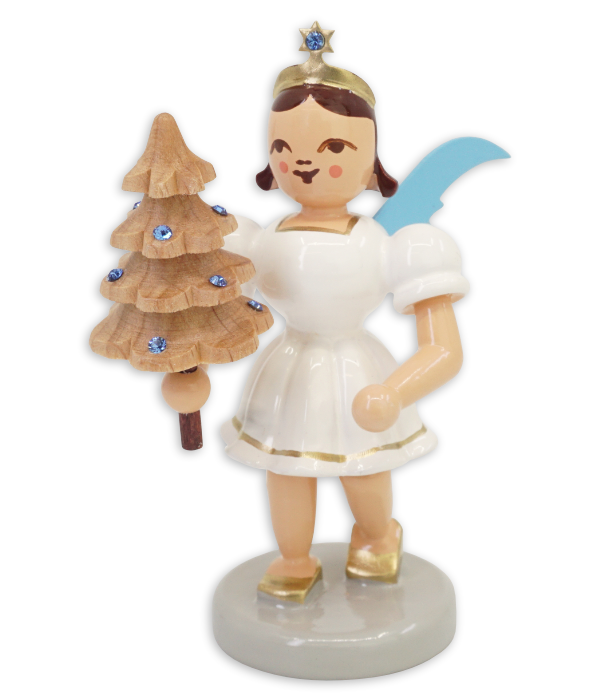Kurzrockengel mit Bäumchen und Preciosa-Kristallen, farbig