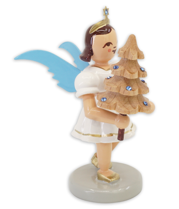 Kurzrockengel mit Bäumchen und Preciosa-Kristallen, farbig