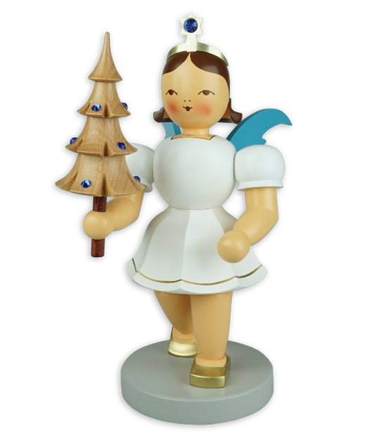 Kurzrockengel mit Bäumchen und Preciosa-Kristallen, 22 cm, farbig
