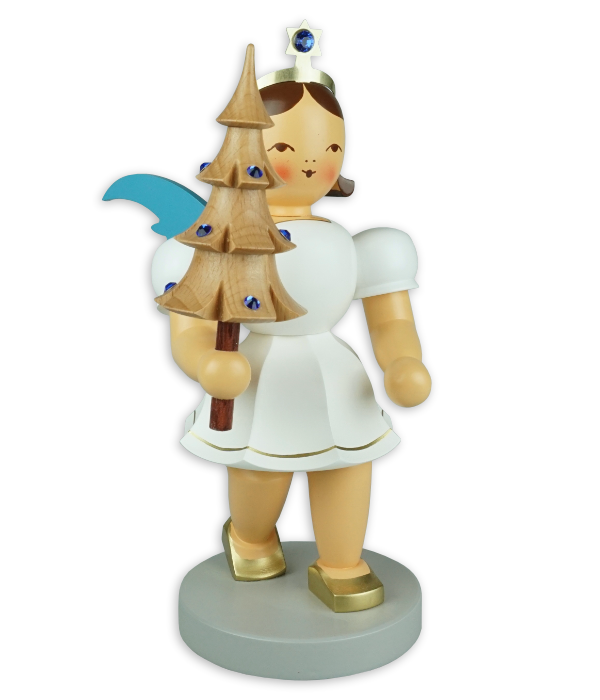 Kurzrockengel mit Bäumchen und Preciosa-Kristallen, 22 cm, farbig