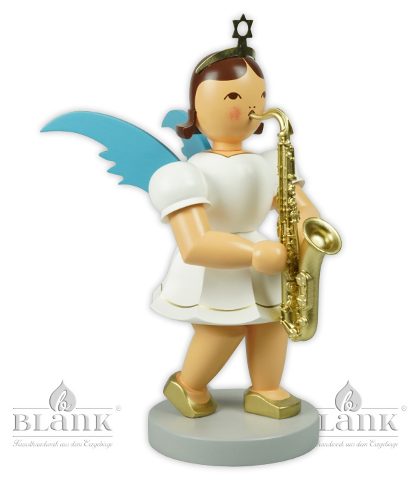 Kurzrockengel mit Saxophon, 22 cm, farbig
