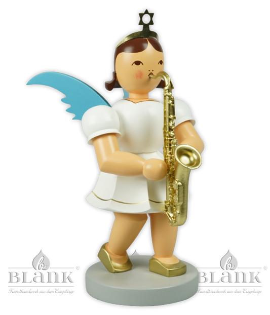 Kurzrockengel mit Saxophon, 22 cm, farbig