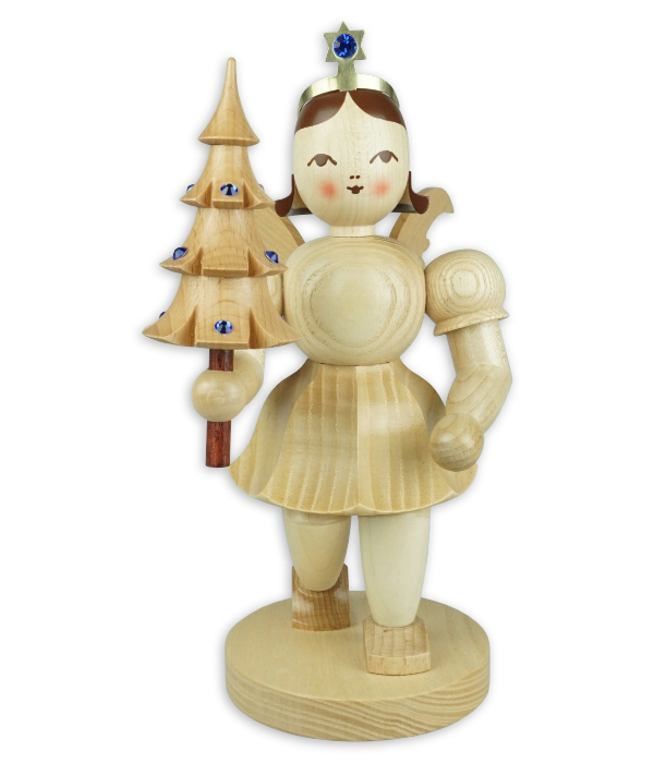 Kurzrockengel mit Bäumchen und Preciosa-Kristallen, 22 cm