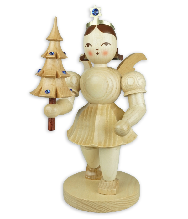 Kurzrockengel mit Bäumchen und Preciosa-Kristallen, 22 cm