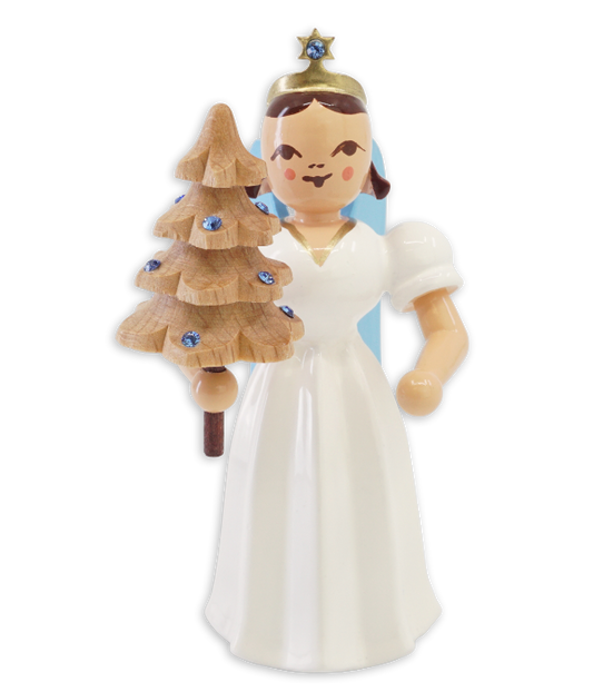 Langrockengel mit Bäumchen und Preciosa-Kristallen, farbig