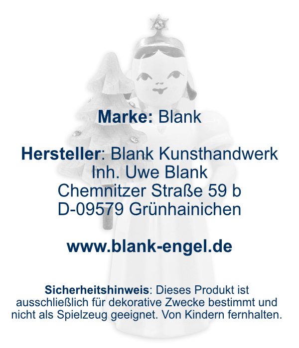 Langrockengel mit Bäumchen und Preciosa-Kristallen, farbig