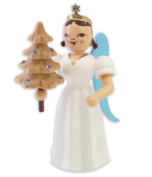 Langrockengel mit Bäumchen und Preciosa-Kristallen, farbig