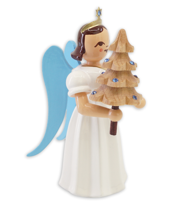 Langrockengel mit Bäumchen und Preciosa-Kristallen, farbig