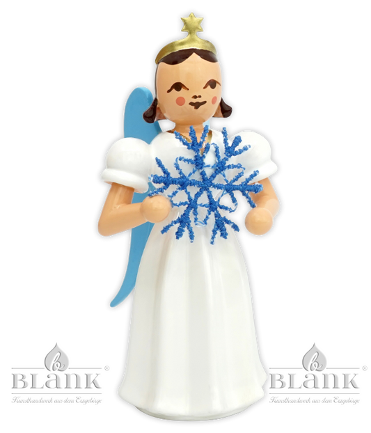 Faltenlangrockengel mit Schneeflocke Plauener Spitze, farbig