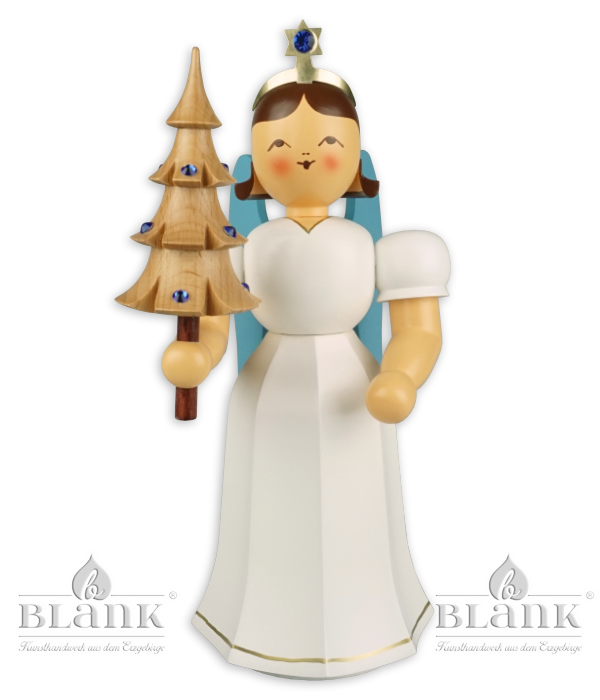 Langrockengel mit Bäumchen und Preciosa-Kristallen, 22 cm farbig