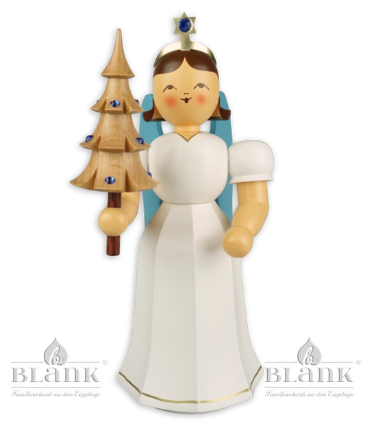 Langrockengel mit Bäumchen und Preciosa-Kristallen, 22 cm farbig