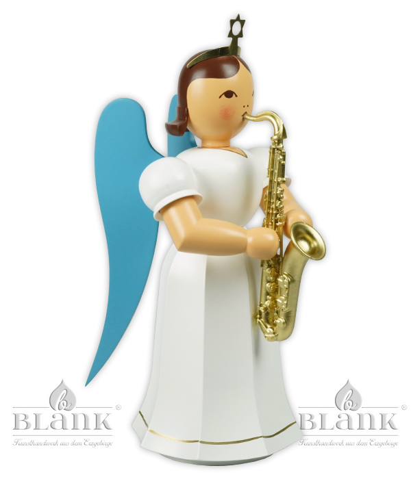 Faltenlangrockengel mit Saxophon, 22 cm, farbig