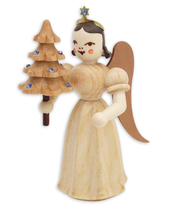 Faltenlangrockengel mit Bäumchen und Preciosa-Kristallen