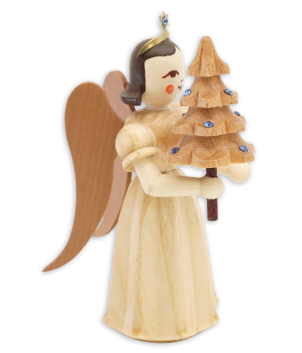 Faltenlangrockengel mit Bäumchen und Preciosa-Kristallen