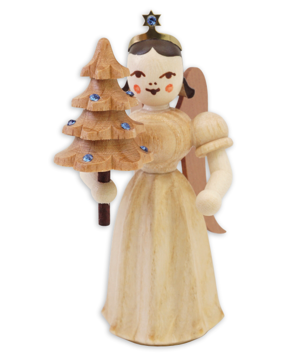 Faltenlangrockengel mit Bäumchen und Preciosa-Kristallen